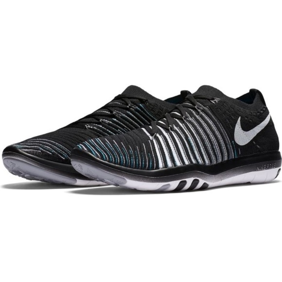 Nike Free Transformer Flyknit Running Shoe Size 7 Black / Blue - Picture 1 of 6